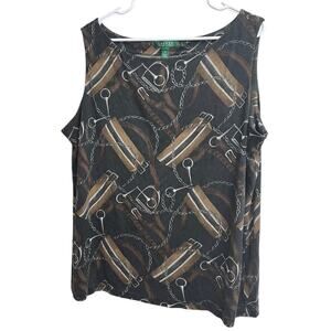 Lauren Ralph Lauren Equestrian Buckle Silk Wool Jersey Sleeveless Top 3X